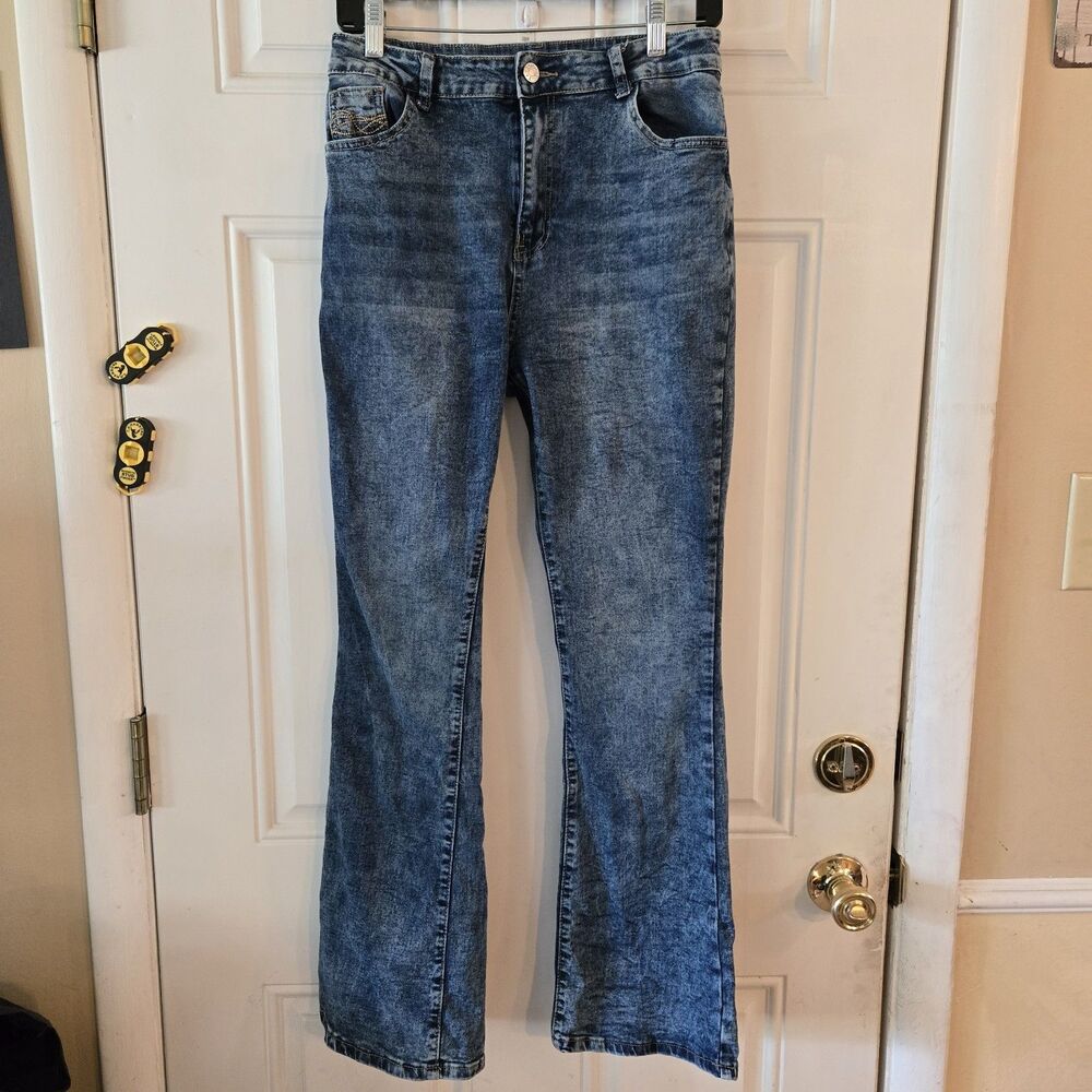 Bootcut Jeans Women's Size XL 30x29 HighRise Denim Acid Washed Super Stretch